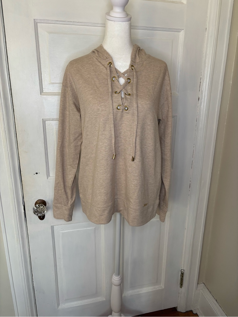 MICHAEL Michael Kors Oatmeal Lace-Up Hoodie